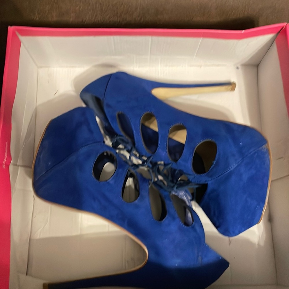 Blue Laved up Heels